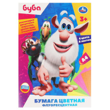 Бумага цветная Буба флуоресцентная, 8л, 4цв, а4 УМка