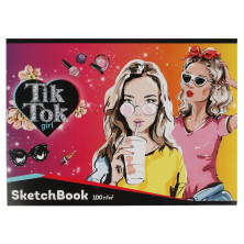 Скетчбук а5, отрывная склейка, 40 листов диз 4, tik tok girl TIK TOK GIRL