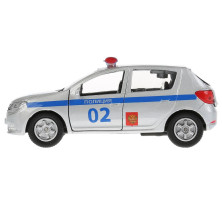 Машина металл RENAULT sandero ПОЛИЦИЯ, 12 см, двери, багаж., инерц., кор. Технопарк в кор.2*24шт