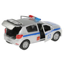 Машина металл RENAULT sandero ПОЛИЦИЯ, 12 см, двери, багаж., инерц., кор. Технопарк в кор.2*24шт
