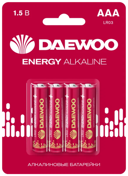 Элементы питания DAEWOO LR03 BL4 Energy Alkaline