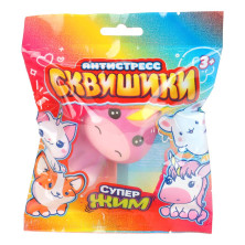 Сквиш антистресс животные, единорог розовый, флоупак Супер Жим в кор.6*12шт