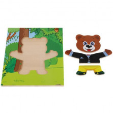 Игрушка деревянная игра-одевашка мишка-1 шт. Буратино в кор.120шт