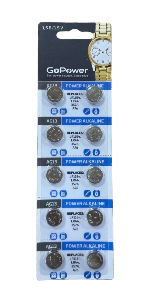 GoPower Батарейка G10/LR1130/LR54/389A/189 BL10 Alkaline 1.5 V
