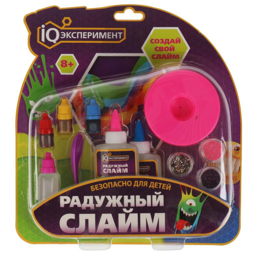 Набор опыты сделай слайм сам радужный, на блистере ИГРАЕМ ВМЕСТЕ